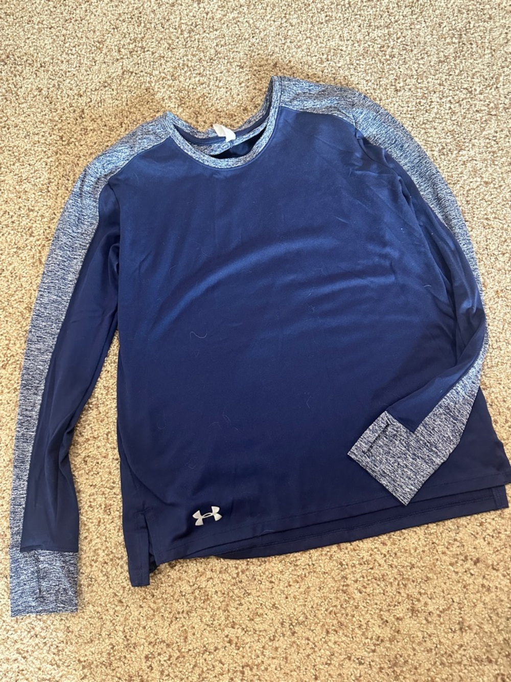 Under Armour Navy Long Sleeve Performance Shirt with Heather Gray Accents